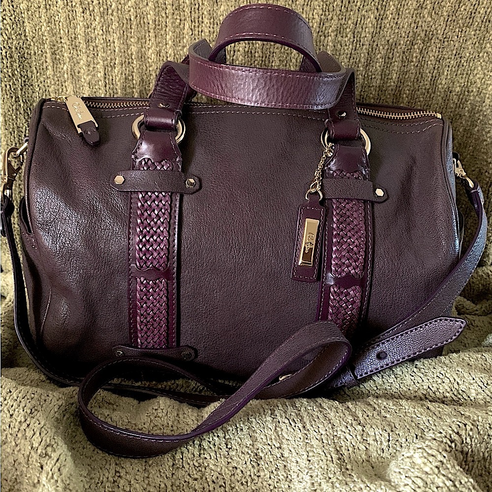 Cole Haan Elegant Purple Leather Women's Bag Satchel Shoulder Bag